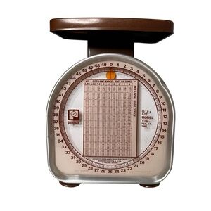 Vintage 1985 Pelouze Model Y-50 Brown Postal Scale Zone Chart 50 lb Capacity